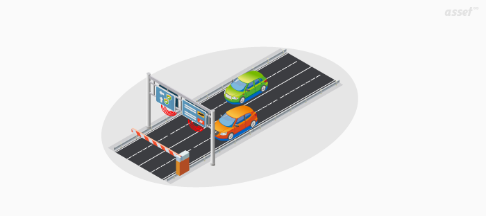 Diagram of an electrical traffic control system using RFID tags and a central database