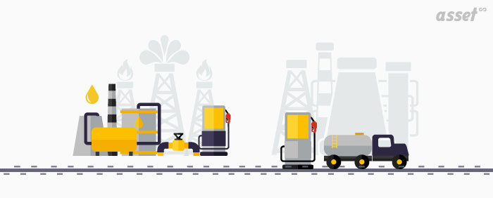 A handheld RFID reader scanning tagged equipment at an oil and gas site