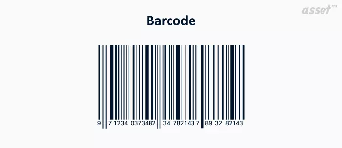 A barcode label with black and white parallel lines and the human-readable number printed below